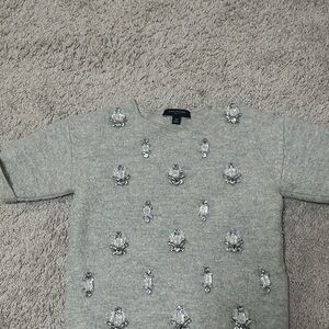 Gray Ann Taylor Embellished Sweater